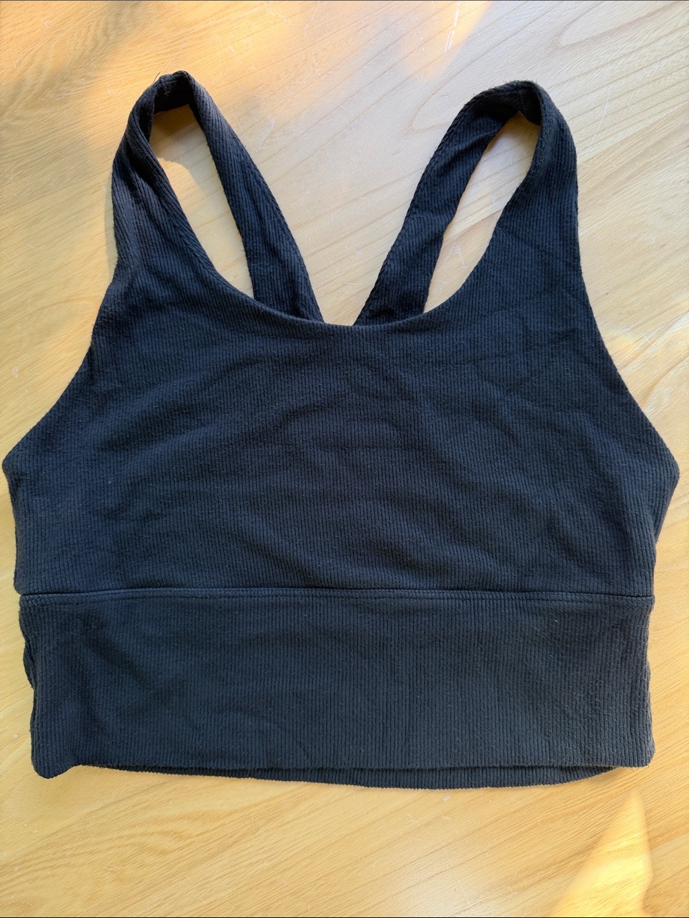 Joah Brown Varsity Tank Bra ribbed soft size Medium in Black - Picture 2 of 4